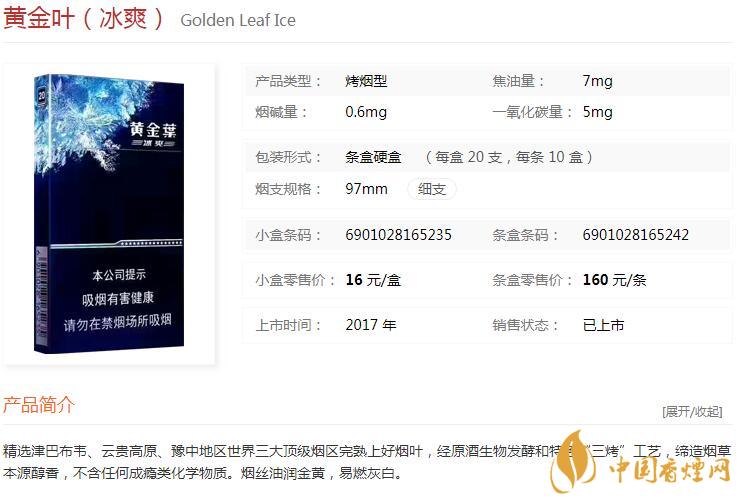 黃金葉冰爽多少錢一盒價(jià)格？黃金葉冰爽價(jià)格及參數(shù)圖片2020